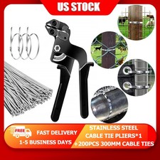 Heavy Duty Stainless Steel Cable Tie Pliers w/200pcs Cable Ties Practical Kit US