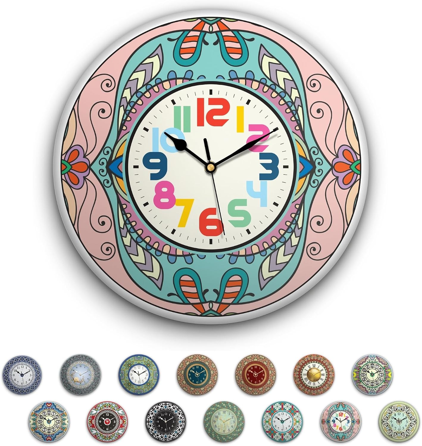 Modern Painting Glass round Wall Clock 12 Inch, Sweetie Pink 2021 | Art Acrylic