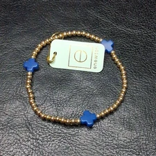 enewton Gold Filled Beaded Stretch Bracelet Whit Blue Crosses. E37.1128