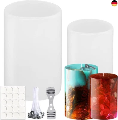 ZOONVII Kerzenform, 2 Stück Kerzenformen zum Gießen Silikon Set, Zylindrische K