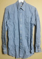 Peter Millar Button Down Mens M Medium Silk Blend Shirt Blue Plaid Long Sleeve