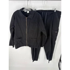 CAPACITY Black Cotton Utility Jacket Cargo Pants Set Women's Large
