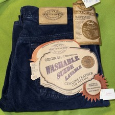 Skotts Women  s Blue Suede Washable Lined 100 LEATHER Pants Sz 8/30  NEW 169