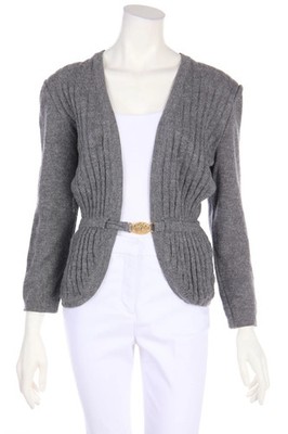 CELINE Strickjacke Cardigan Vintage Woll-Mix Alpaka Logo Plakette F 40 = D 38