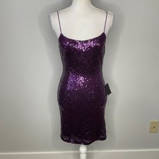 Lulus Bring It Purple Sequin Bodycon Mini Dress Women Size Medium Stretch