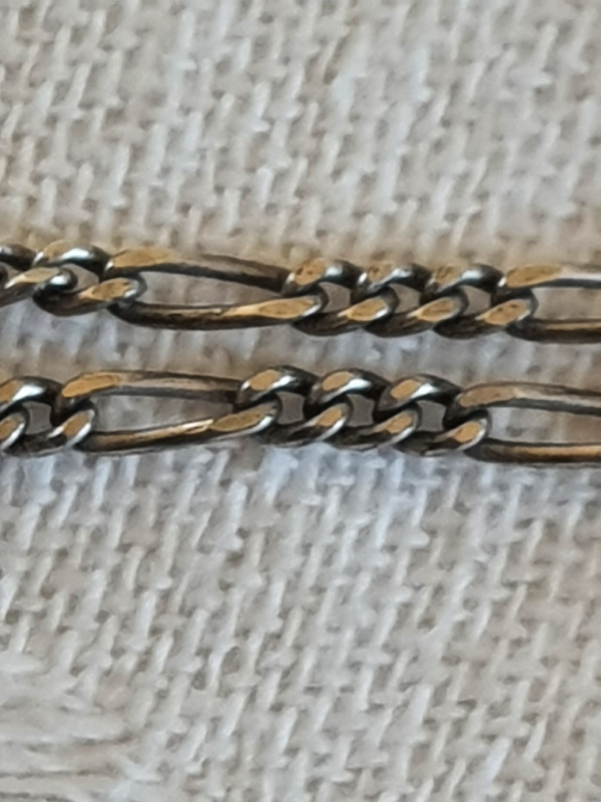 Stunning Antique Solid Silver Figaro Mesh Chain 6… - image 3