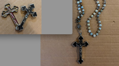 Rare Antique Catholic Relic Reliquary Crucifix Cross Pendant Pectoral Cross