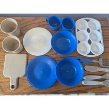Step2 Little Tikes Play Kitchen Accessories Set Blue White Tan 15pc Lot