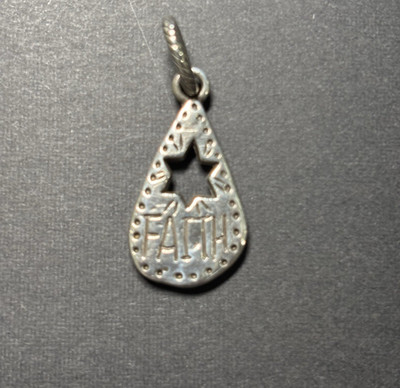 Brighton FAITH Charm Silverplated Hammered Teardrop Dangle Star Cutout
