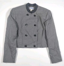 Vintage Pendleton 100 Wool Gray Double Breasted Cropped Blazer Sz 8 Made In USA
