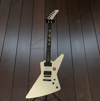 #ad #ad Electric Guitar White James Hetfield Finger inlay H H Pickup Black Parts Stock $342.04