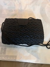 Vintage Black Woven Clutch Purse Handmade Fabric Rope Strap Evening Bag