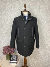 Mens Gimo's Black Polyester Quilted Removable Collar Casua Fall Jacket 42, EU 52