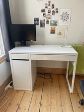IKEA MICKE Computer Desk White 105x50cm with Drawer, Cupboard, Cable Mgmt