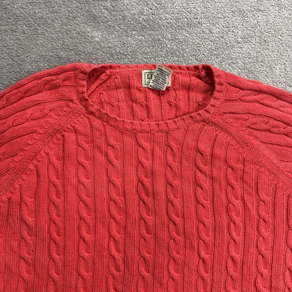 LL BEAN Damen Pullover Sweater M Retro Strickpullover Zopf Jumper 31802 Rot - Bild 2 von 4