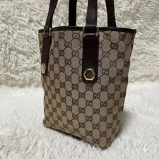 GUCCI Mini Canvas Leather Brown Tote Bag Authentic Women's Handbag