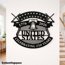 United States 250 Years Metal Sign, Patriotic Wall Art for Living Room Decor