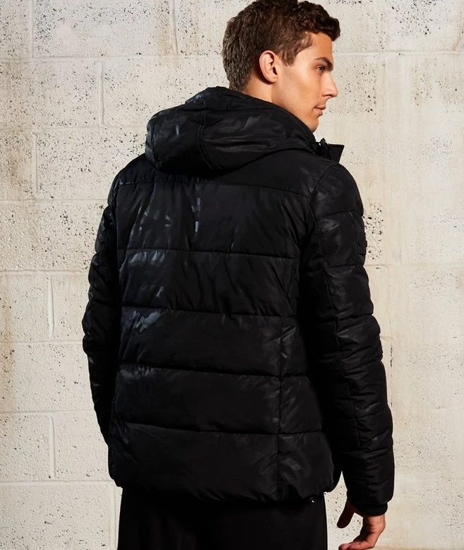 Abrigo Chaqueta Acolchada Deportiva SUPERDRY Para Hombre Pequeño Negro Camuflaje Con Capucha Foto 4 de 4