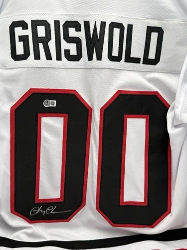 Chevy Chase Signed NHL Clark Griswold Chicago Blackhawks Jersey Beckett COA