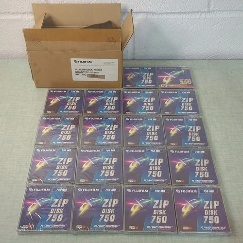 20 x Disks - Fujifilm Zip Disk 750MB PC - Sealed - Retro Computer Discs Job Lot