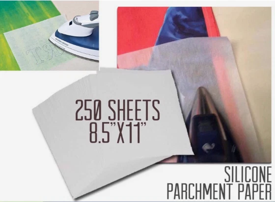 SILICONE PARCHMENT PAPER FOR HEAT TRANSFER APPLICATIONS 8.5”x11” 250 Sheets / Pk