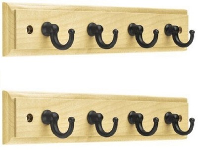 2 BRAINERD 4 Hooks Key Rail Maple Board & Distressed Dark Gunmetal Hook