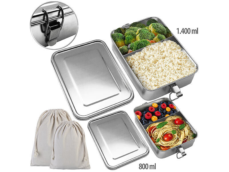 Boîte à repas métal Rosenstein à compartiments pour le bureau et les pique-niques champêtres