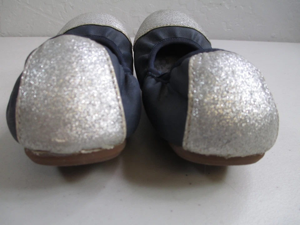 Hanna Andersson Greta 鞋码 13 女孩蓝色银色闪光芭蕾平底鞋  — 第 4/4 张图片