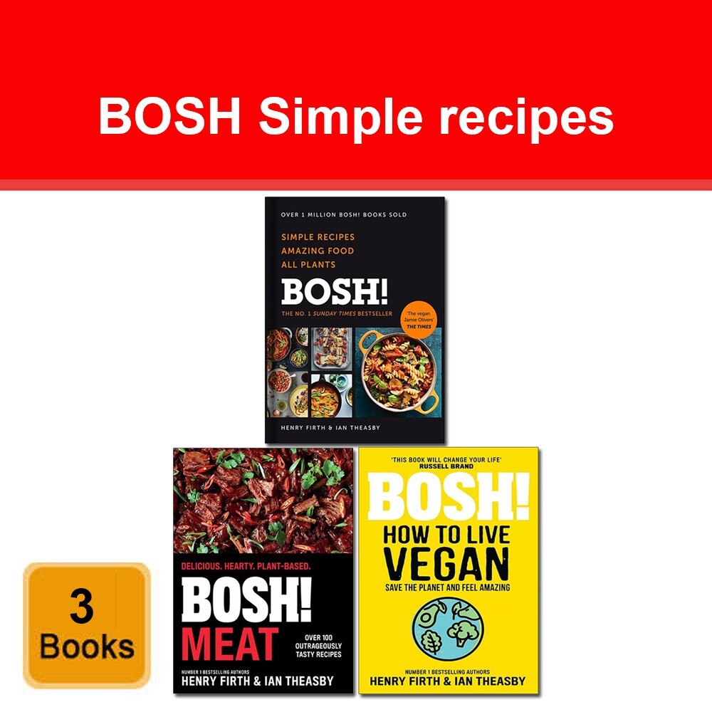 BOSH Simple recipes, BOSH Meat, BOSH How To Live Vegan 3 Books Collection Set