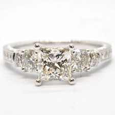 GIA Certified 1.07CT CARAT H VS1 PRINCESS CUT DIAMOND 14K W GOLD ENGAGEMENT RING