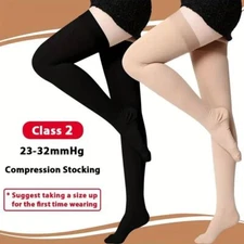Thigh High Compression Stockings 20-30mmHg Women Men Medical Edema Travel Flight