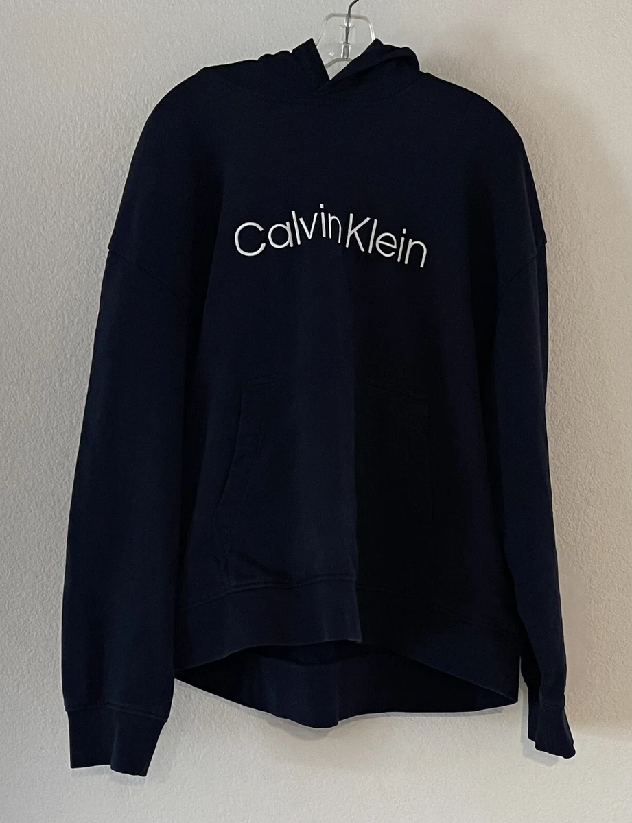 Calvin Klein Mens Black Thick Pullover Hoodie Sweatshirt w