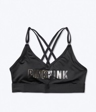 NEW Victoria's Secret PINK Ultimate Lightly Lined Strappy Sports Bra Black XS