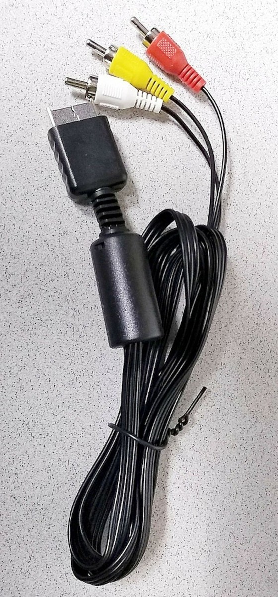 Câble Péritel RCA Officiel Pour Sony PlayStation 1 Et 2 - Sortie Composite, Connectique AV D'origine, Occasion