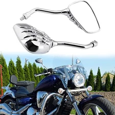 Chrome Skull Hand Motorcycle Mirrors For Harley Street Glide Road King Glide