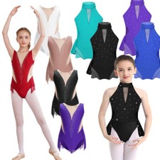 Girls Ballet Dance Leotard Figure Skating Sparkle Dress Modern Dancing Costumes