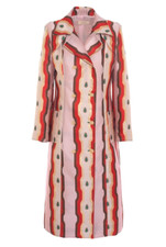 Lisou 'maude' Pink/green Metallic Link-print Jacquard Longline Coat Uk14 Rrp£550
