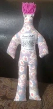 Dammit Doll 12” Plush Stress Reliever Floral Purple White Print Purple Hair