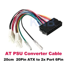 20Pin ATX to 2x Port 6Pin AT PSU Converter Power Cable For 386 486 586 Computer