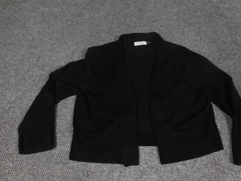 Calvin Klein Niñas Suéter Extra Grande Negro Cárdigan Pecho Abierto Foto 2 de 4