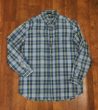 Vintage Guess Jeans Mens Long Sleeve Blue Plaid Button-Up Shirt L