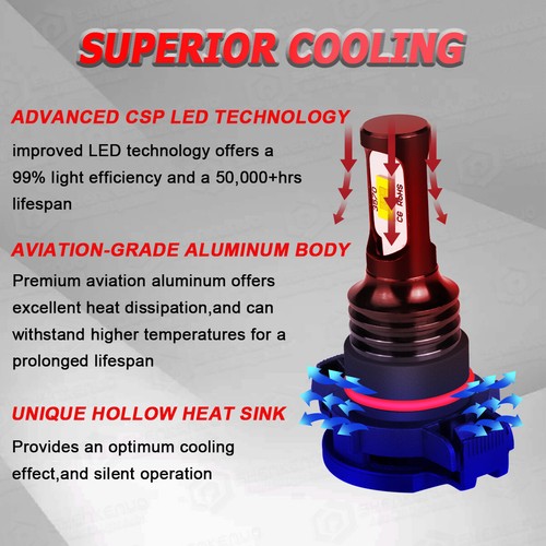 For GMC Sierra 1500 2500 HD 2007-2013 LED High Low Headlights Fog Light Bulbs M8 - Picture 16 of 17