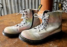 Dr. Doc Martens 1460 Pascal J Iridescent Rainbow Shimmer Sparkle Boots Sz 5M-6L
