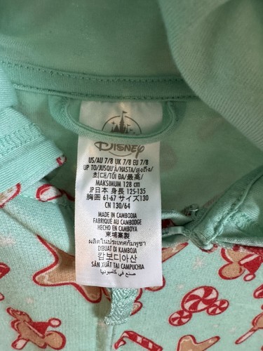 Disney Mickey Mouse Holiday Gingerbread Treats One Piece Pajamas Child's Size 7/ - Picture 4 of 4