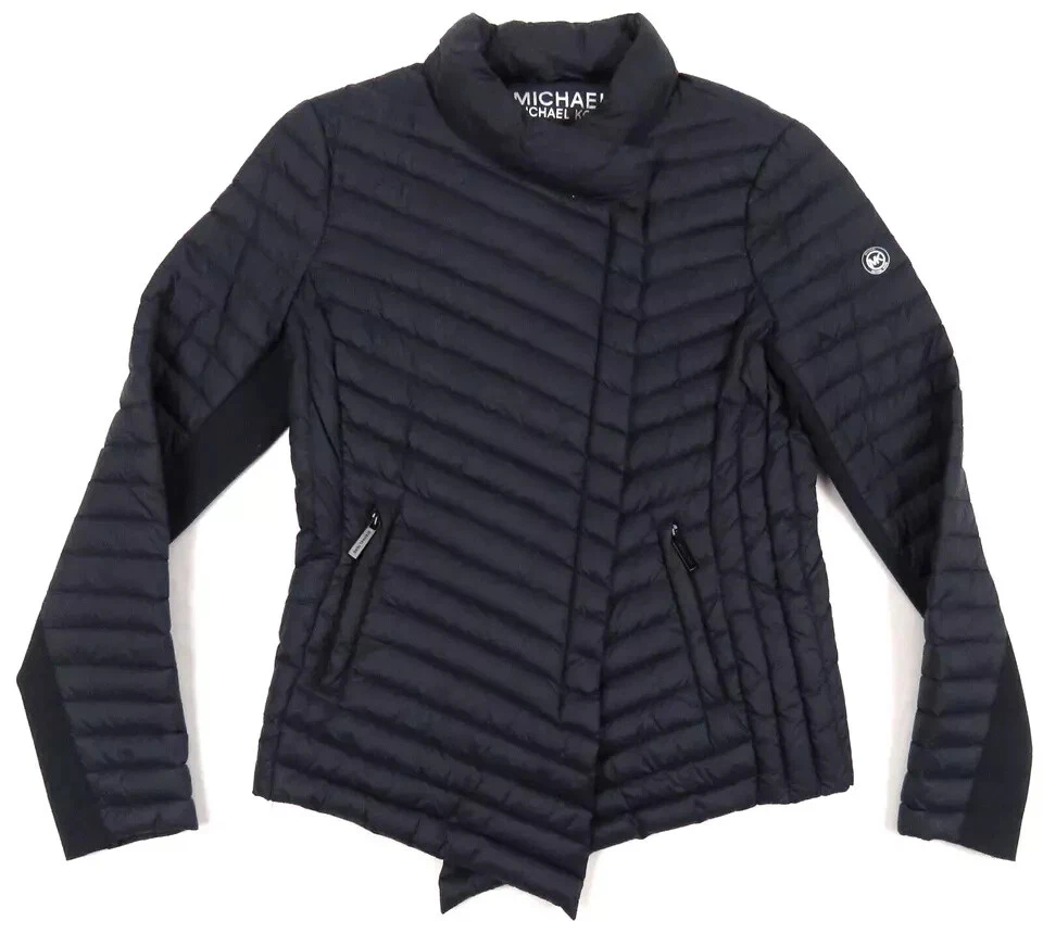 MICHAEL KORS Giacca Cappotto Pieno Nuova Senza Etichette Trapuntata Trapuntata Piumino Asimmetrico Cerniera Intera S