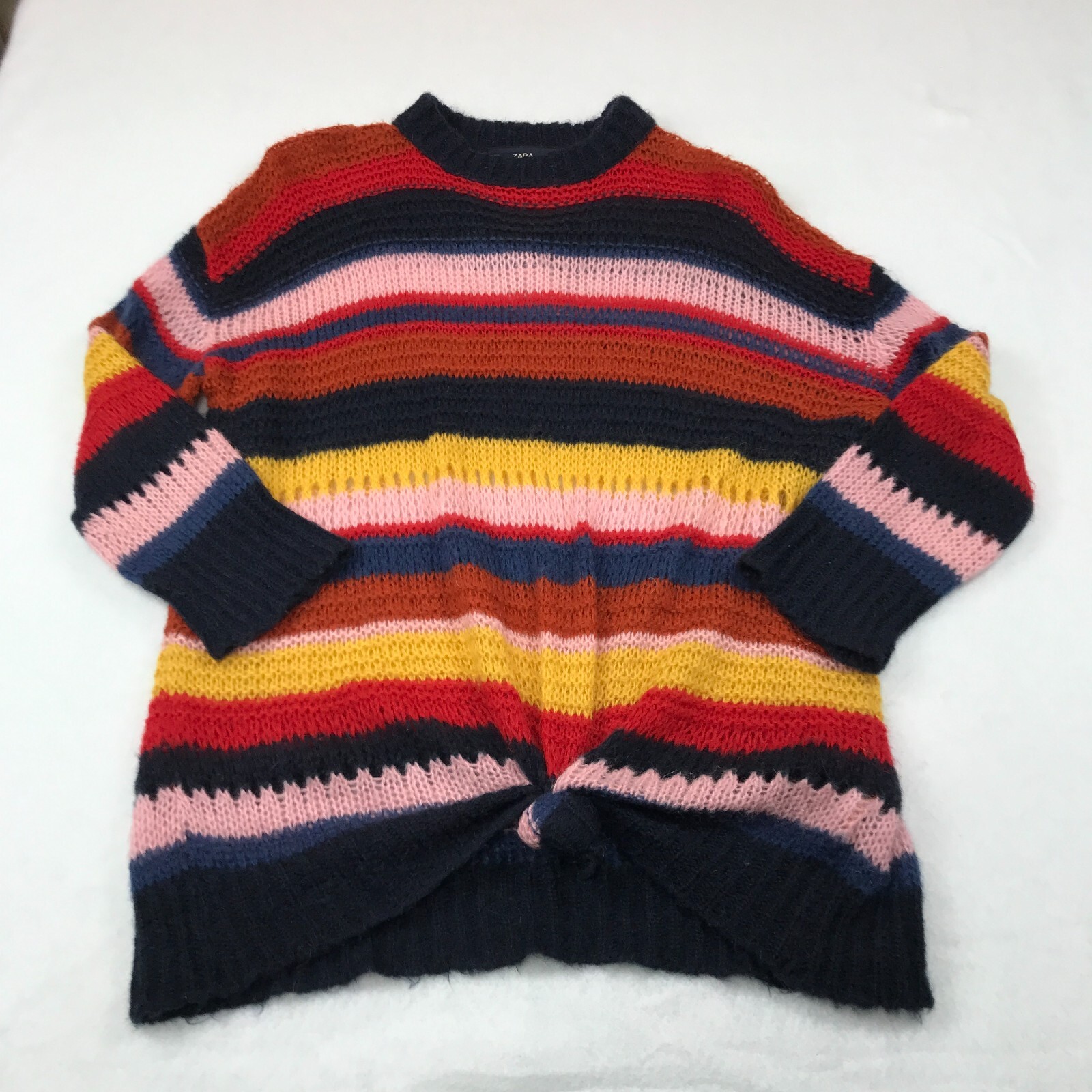 ZARA 자라 스웨터 여성 미디엄 롱 오픈 니트 아크릴 폴리아미드 모헤어 퍼지