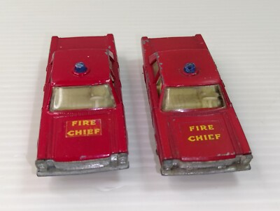 Vintage Matchbox #59 & 55 Fire Chief Car Ford Galaxie Lot ( No box