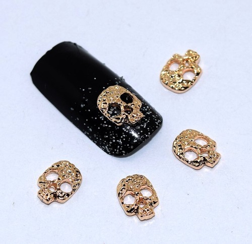 10 x Gold Skull Nail Art Charms, Halloween Metal Nail Decoration, UK, Free P&P - Picture 2 of 2