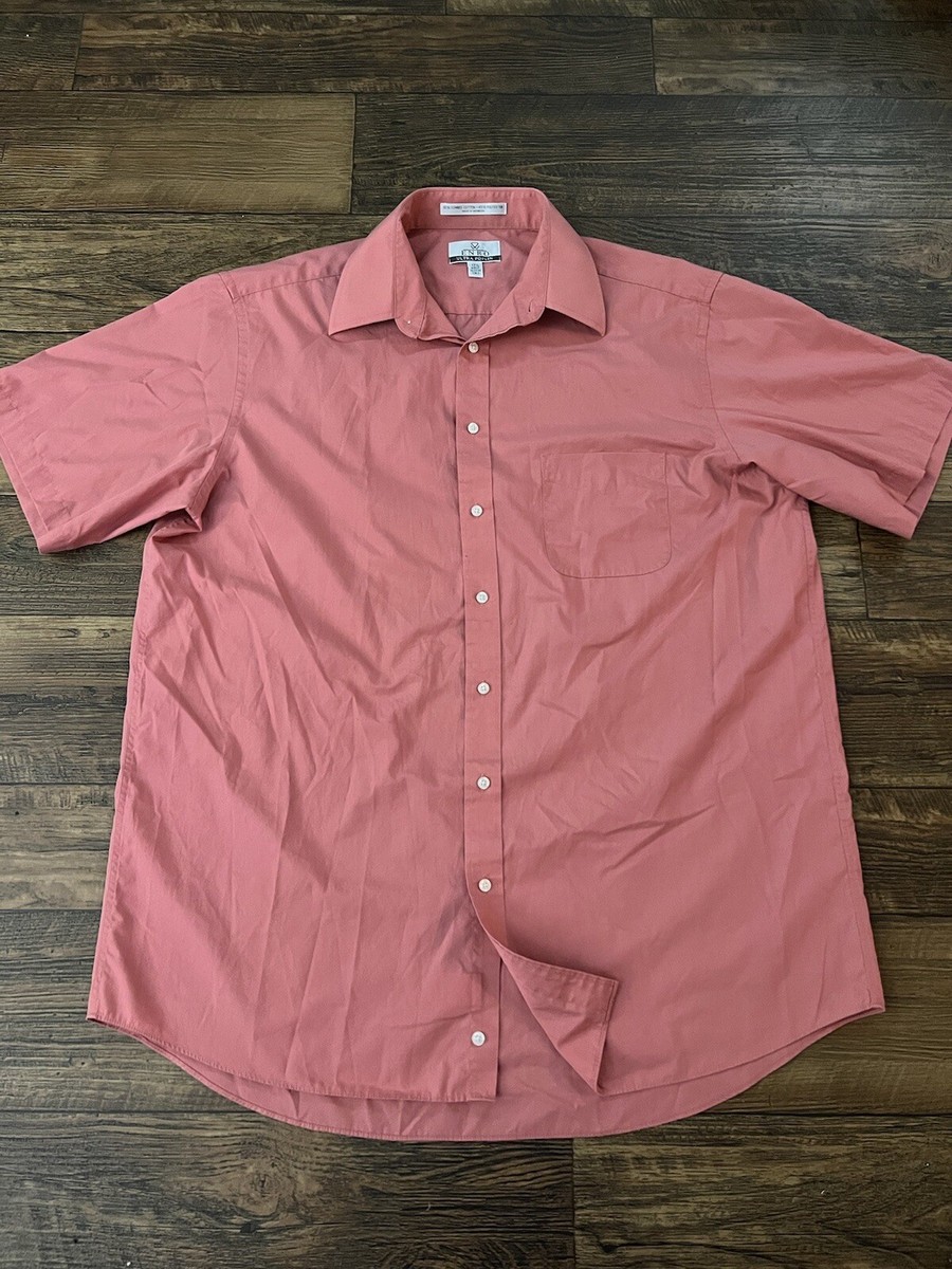 enro ultra poplin dress shirt Enro Ultra Poplin Mens Short Sleeve Button Up Shirt Pink 17.5 Tall