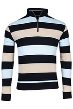 BAILEYS Sweatshirt 1/2 Zip 2-tone Oxford Striped Interlock/Blue - 2XL SRP  95.00